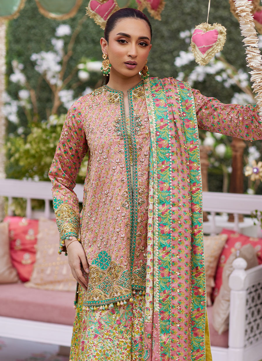 Shae Blockprinted Dhaka And Short Jacket