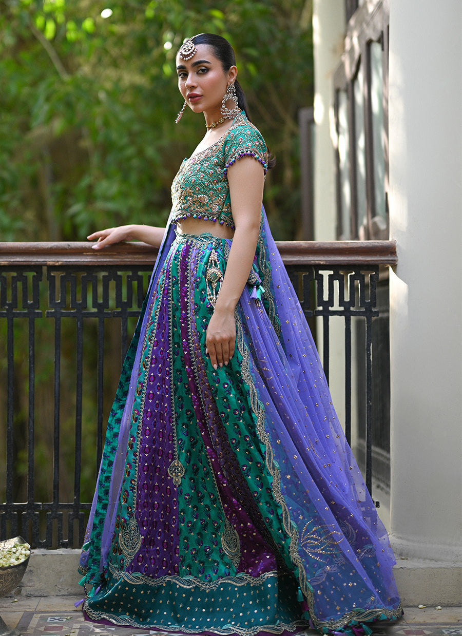 Bluebell Sea Green Block Printed Lehenga Choli