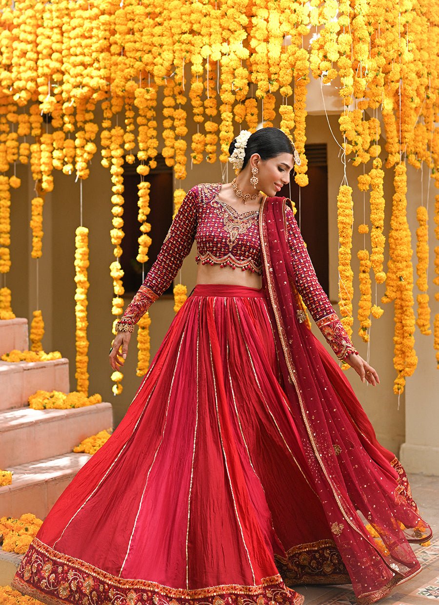 Lenora Deep Red Lehenga Choli