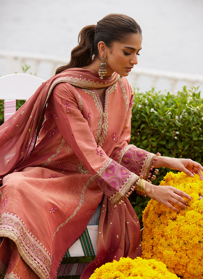 Rivaaz Coral Shirt And Dupatta