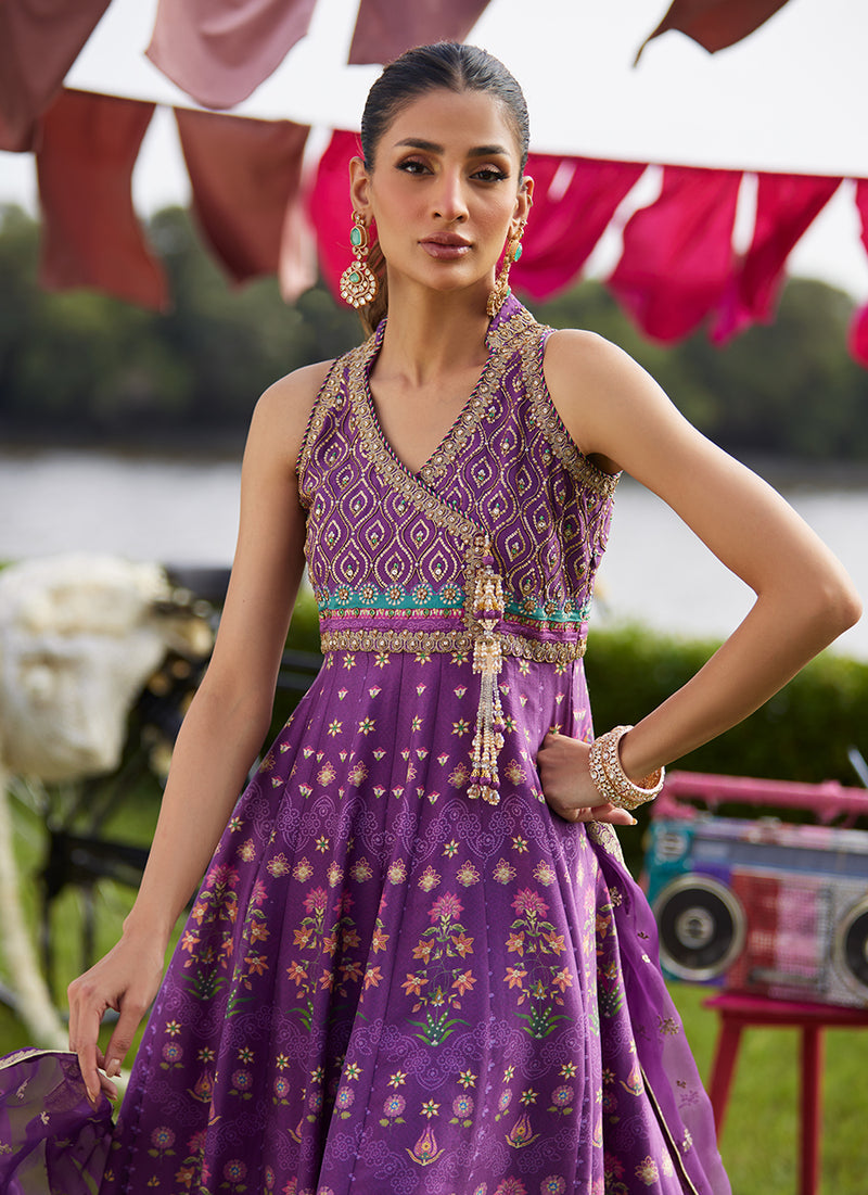 Aurora Aubergine Kalidaar And Dupatta
