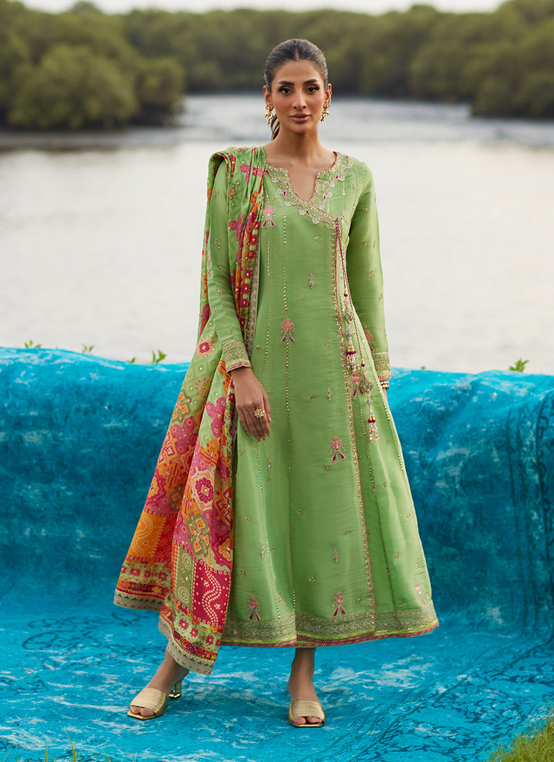 Elysian Sage Shirt And Dupatta