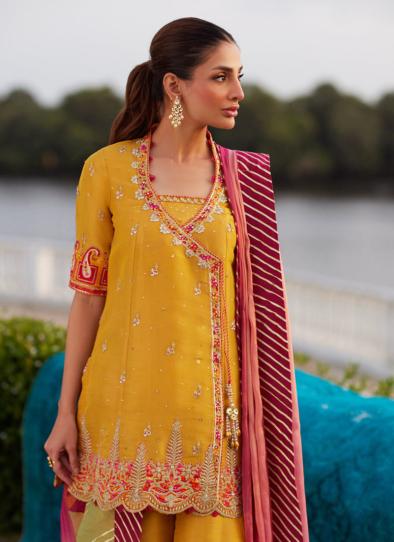 Henna Saffron Angharkha And Dupatta