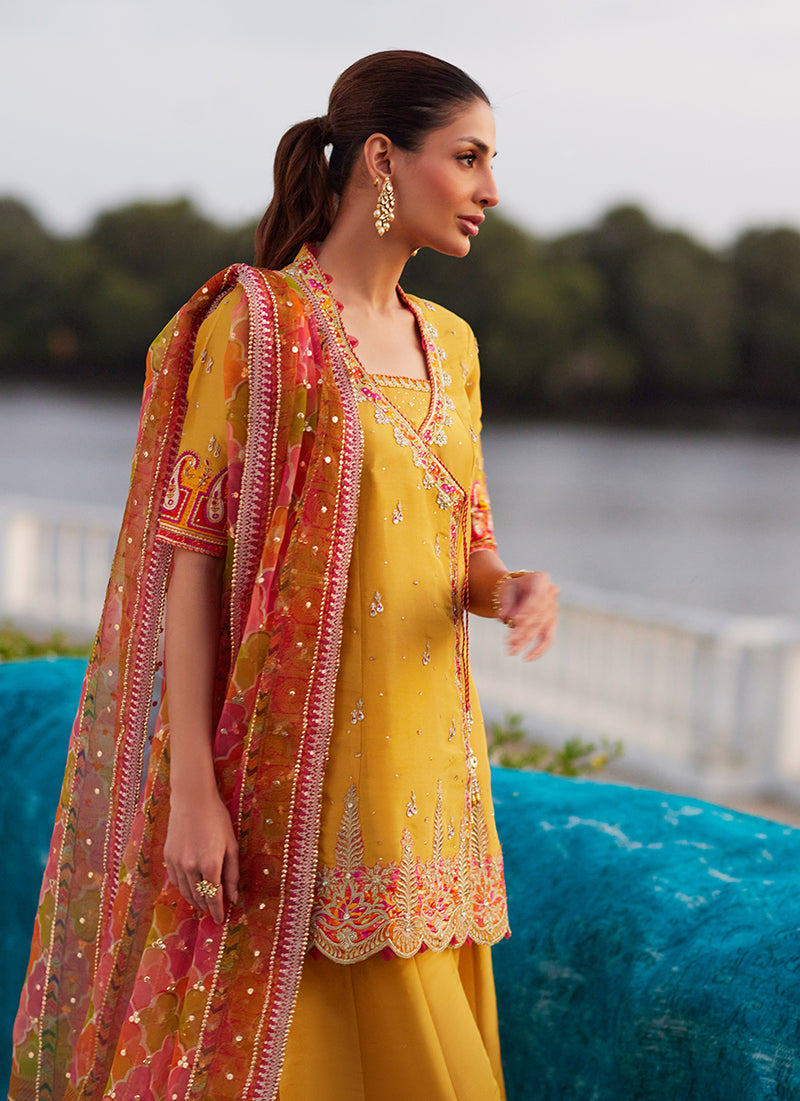 Henna Saffron Angharkha And Dupatta