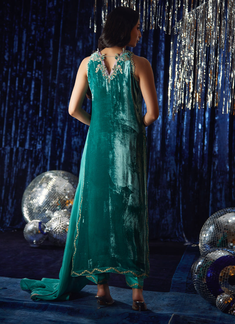 Ansy Aqua Shirt And Dupatta