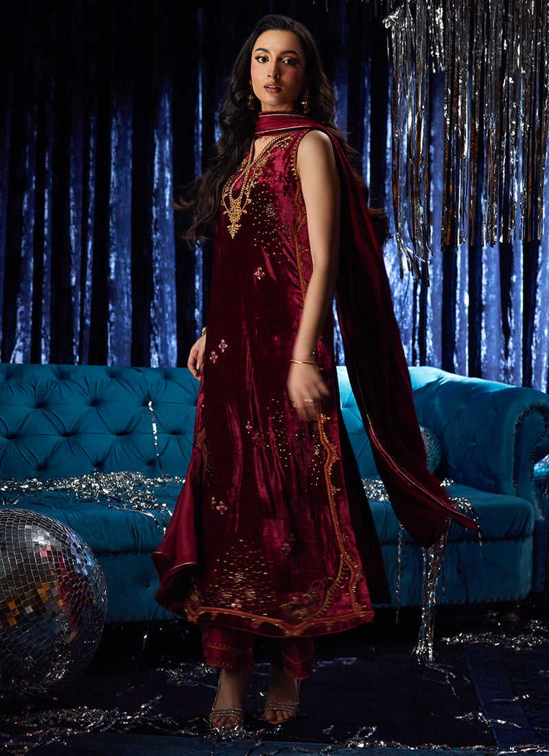 Arden Garnet Shirt And Dupatta