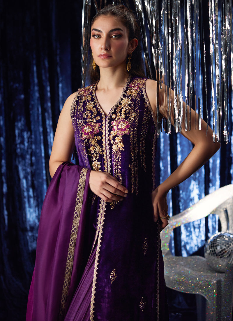 Amima Aubergine Shirt And Dupatta
