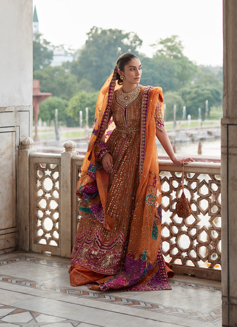Imaan Mehndi Rust Kalidaar Bridal